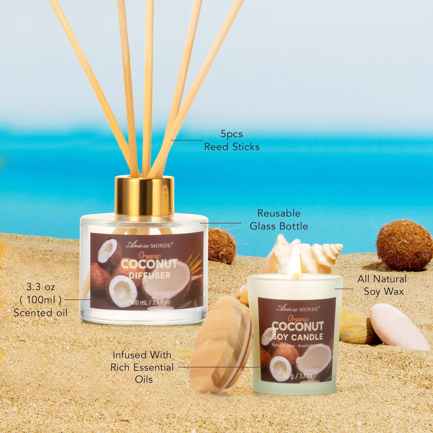Spa Gift Baskets for Women, Coconut XL Bath Gift Set 17Pcs with Sho… Fast Ship