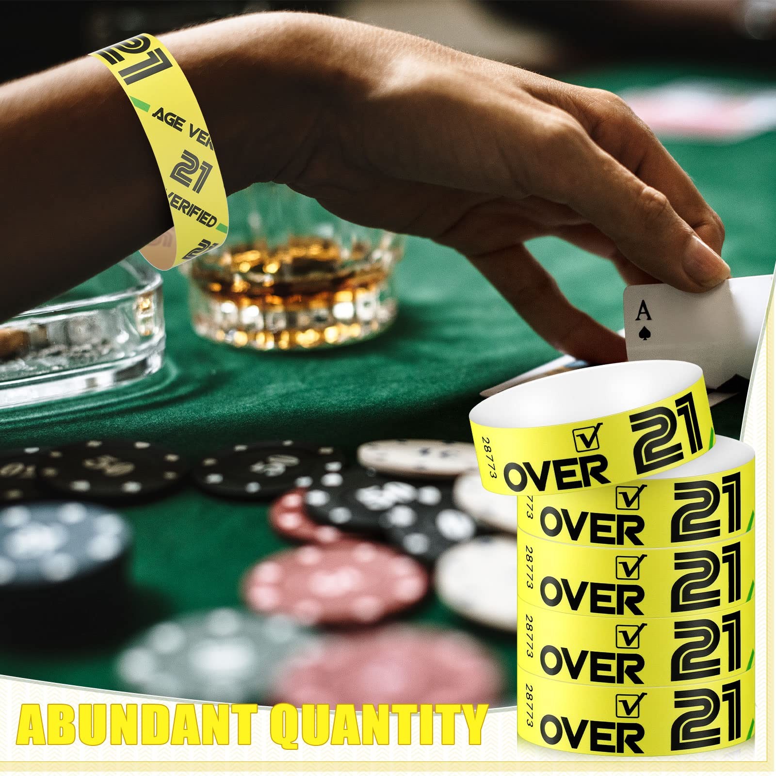 600 Pcs Over 21 Wristbands Paper Colored Bracelet Identification Wristbands