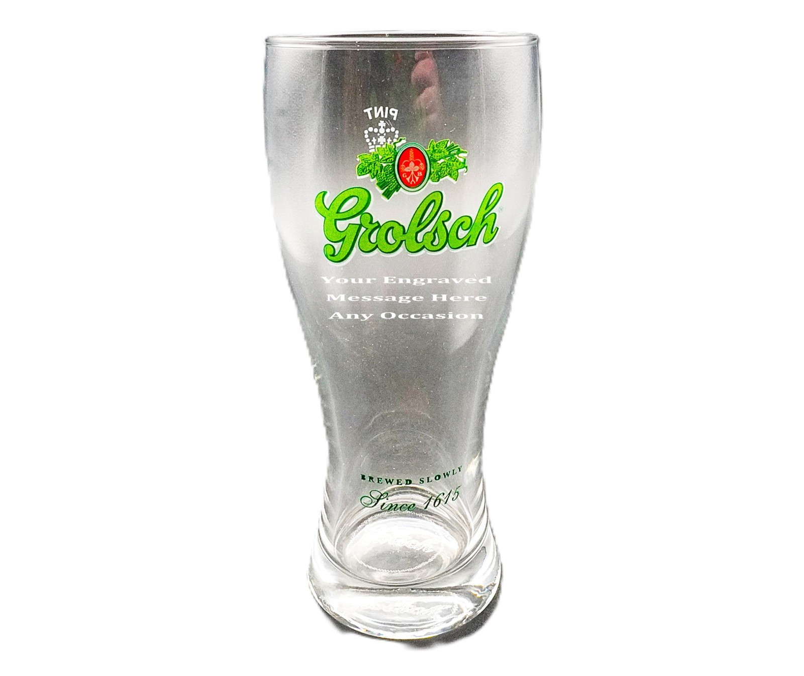 Personalised Christmas Gift Grolsch Pint Glass with Your Name/Message Engraved