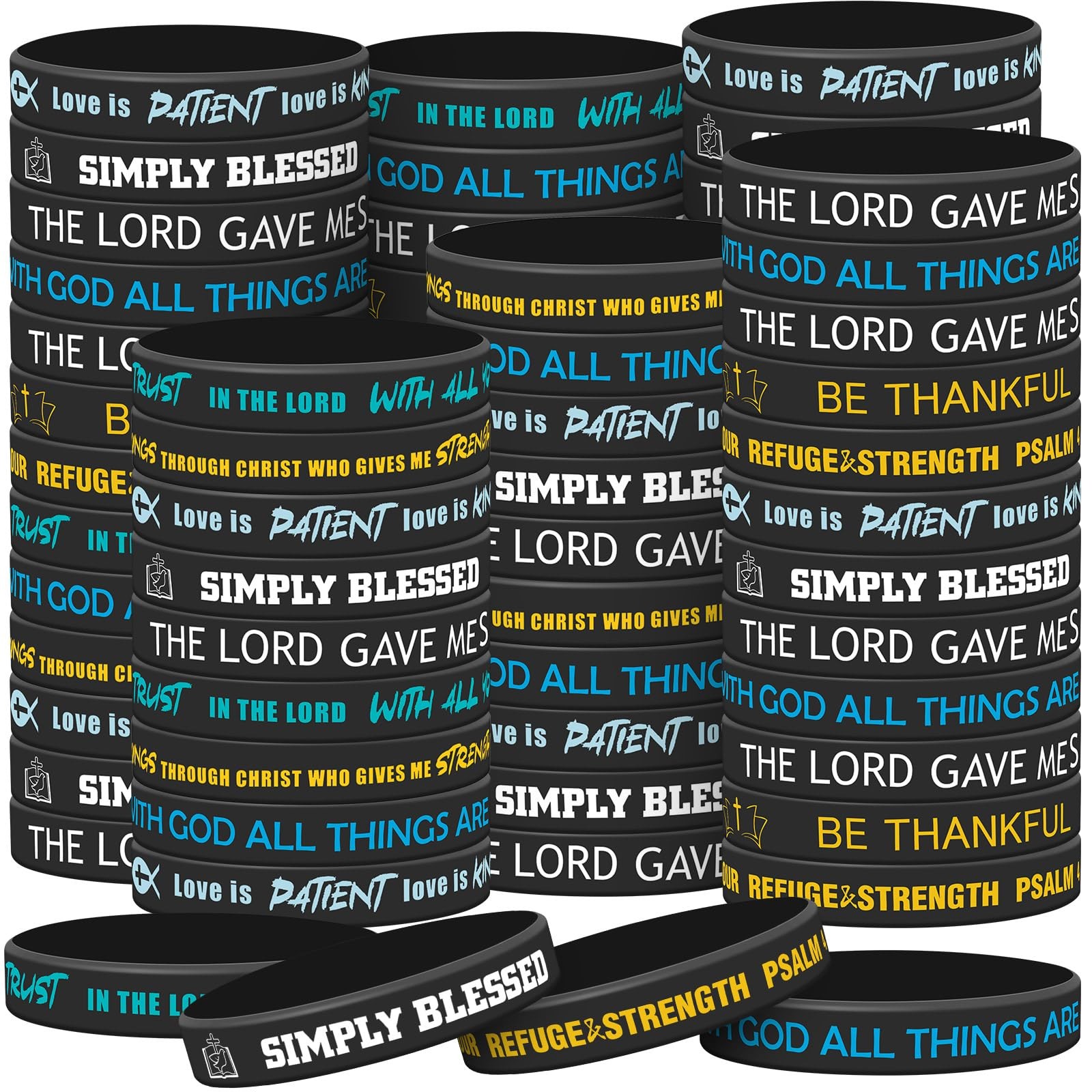 100 Pcs Bible Verse Bracelets Scripture Rubber Bracelets Religious Silicone W…
