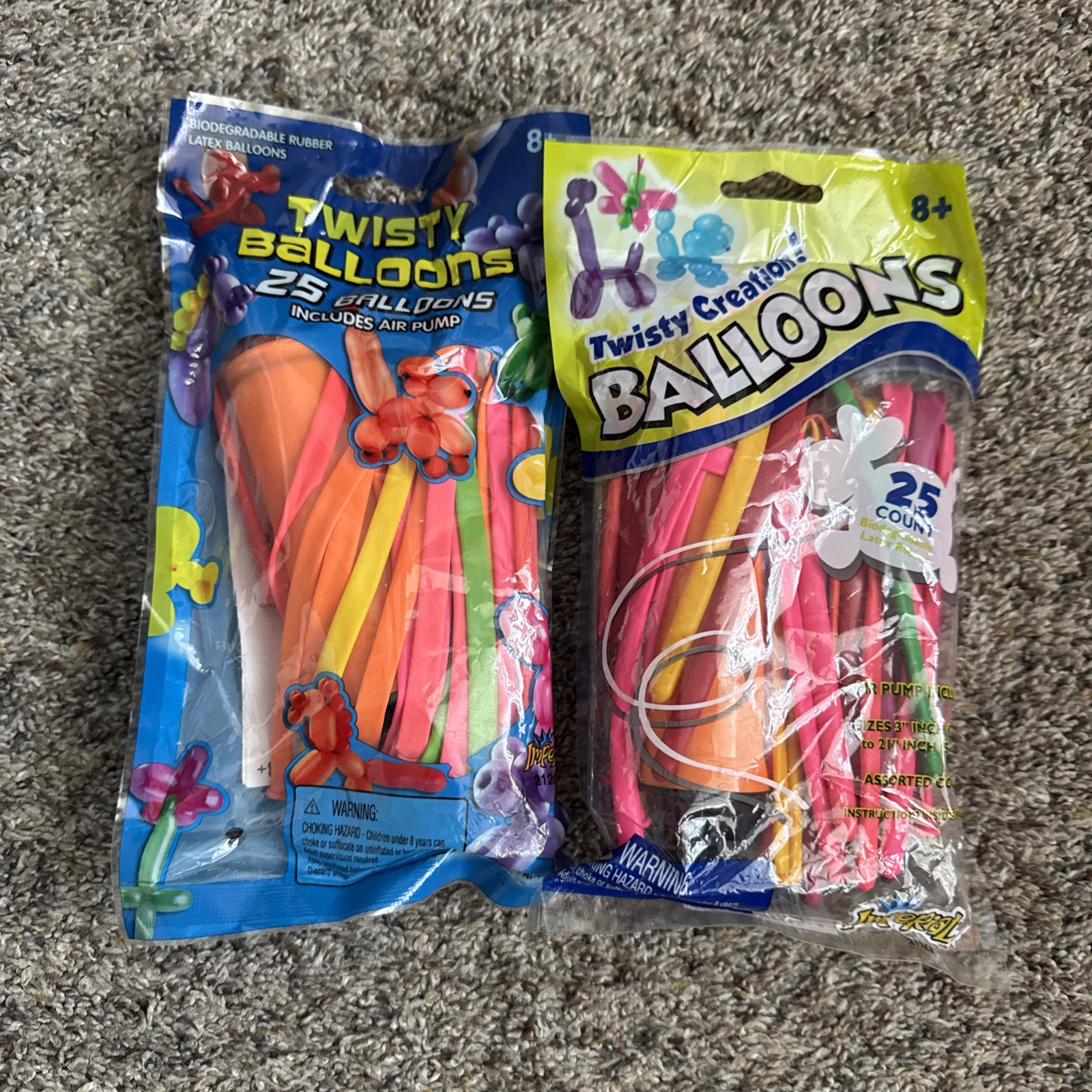 Twisty Balloons With Air Pump (2} 25 CT Multicolor Animals Flower Kid’s Party