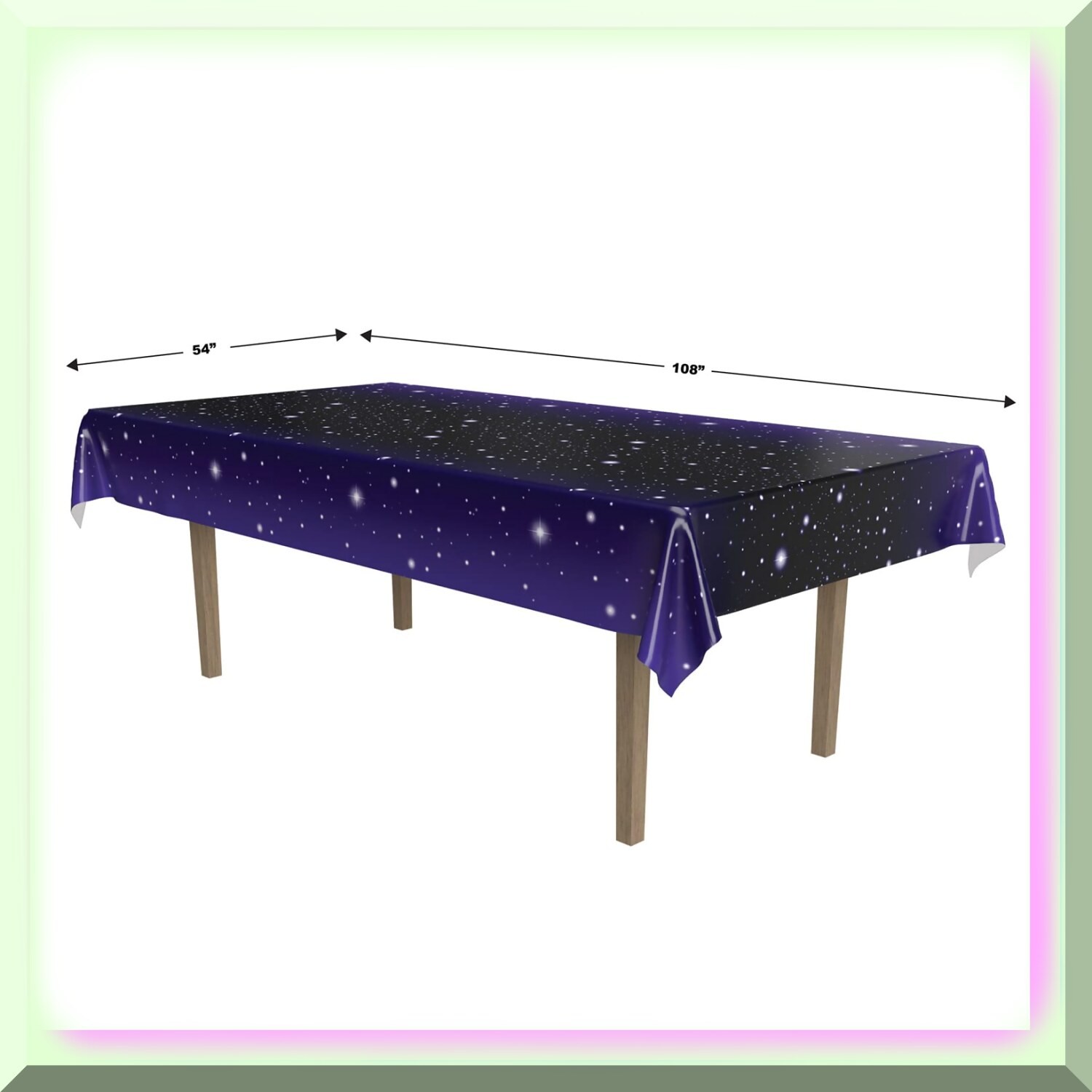Space-themed plastic tablecloth 54×108 inches