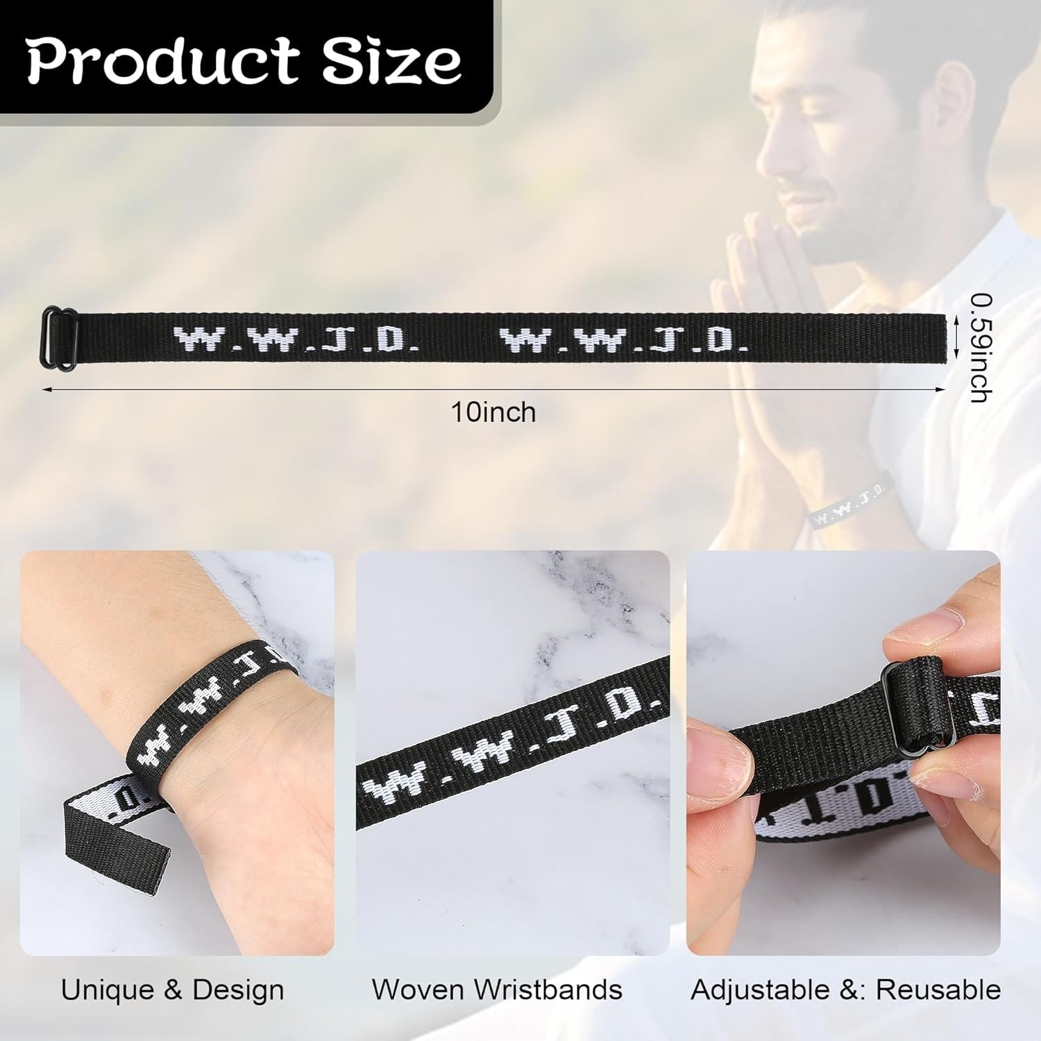 6PCS WWJD Bracelet for Women Men, Christian Gifts Wristbands, Rubber…