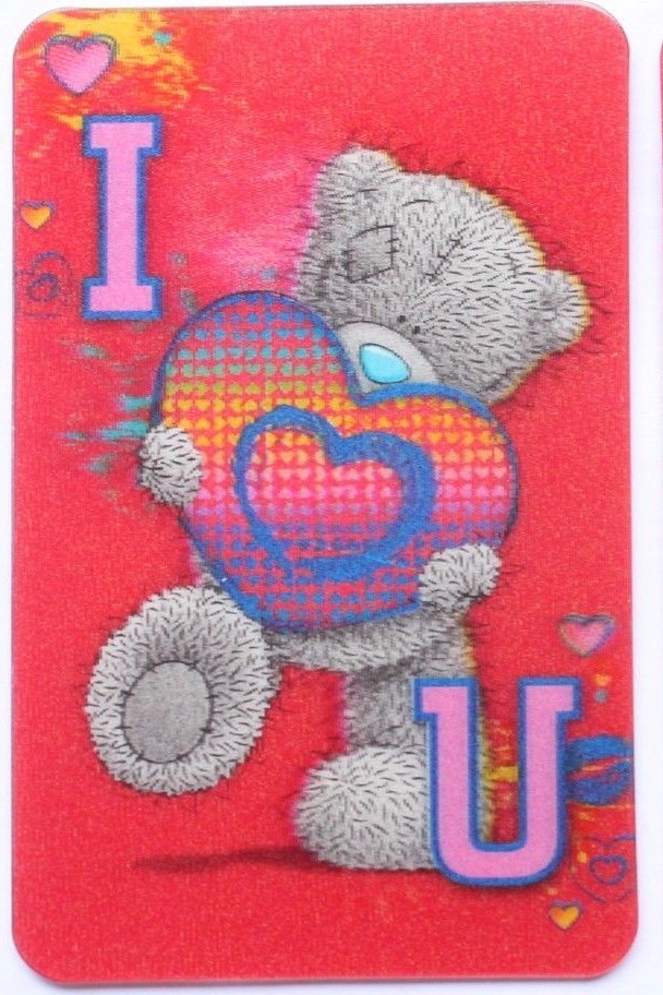 Holographic 3D Teddy Bear Cute Heart Valentines Day Wife Husband Sweet Gift Card