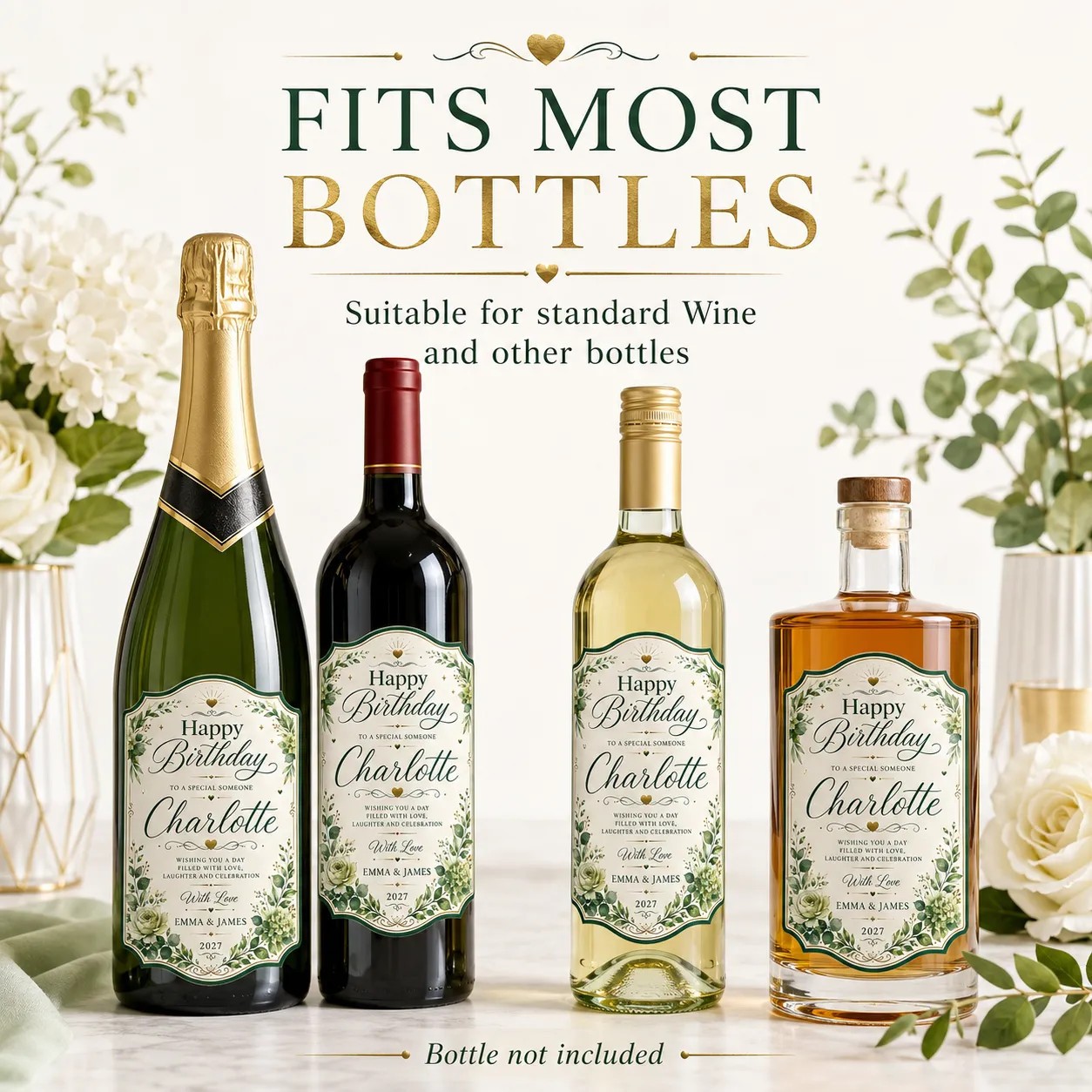 Personalised Birthday Bottle Label Sticker Wine Champagne Gift Any Age