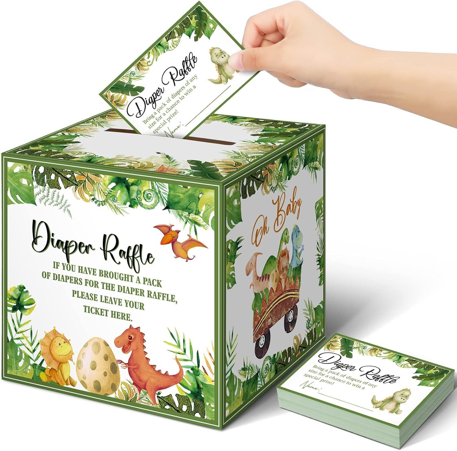 51 Pcs Diaper Raffle Box for Baby Shower Diaper Raffle Tickets with Box Cards Ba