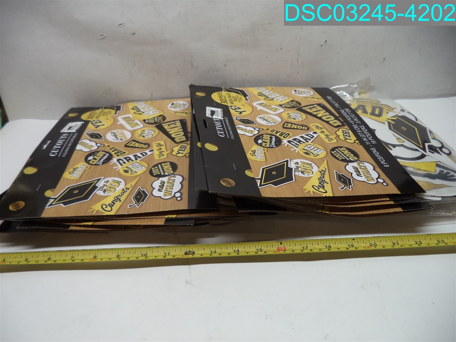 QTY=360 PCS (12 pkg X 30): Black & Gold Graduation Cardstock Cutout 192937317969