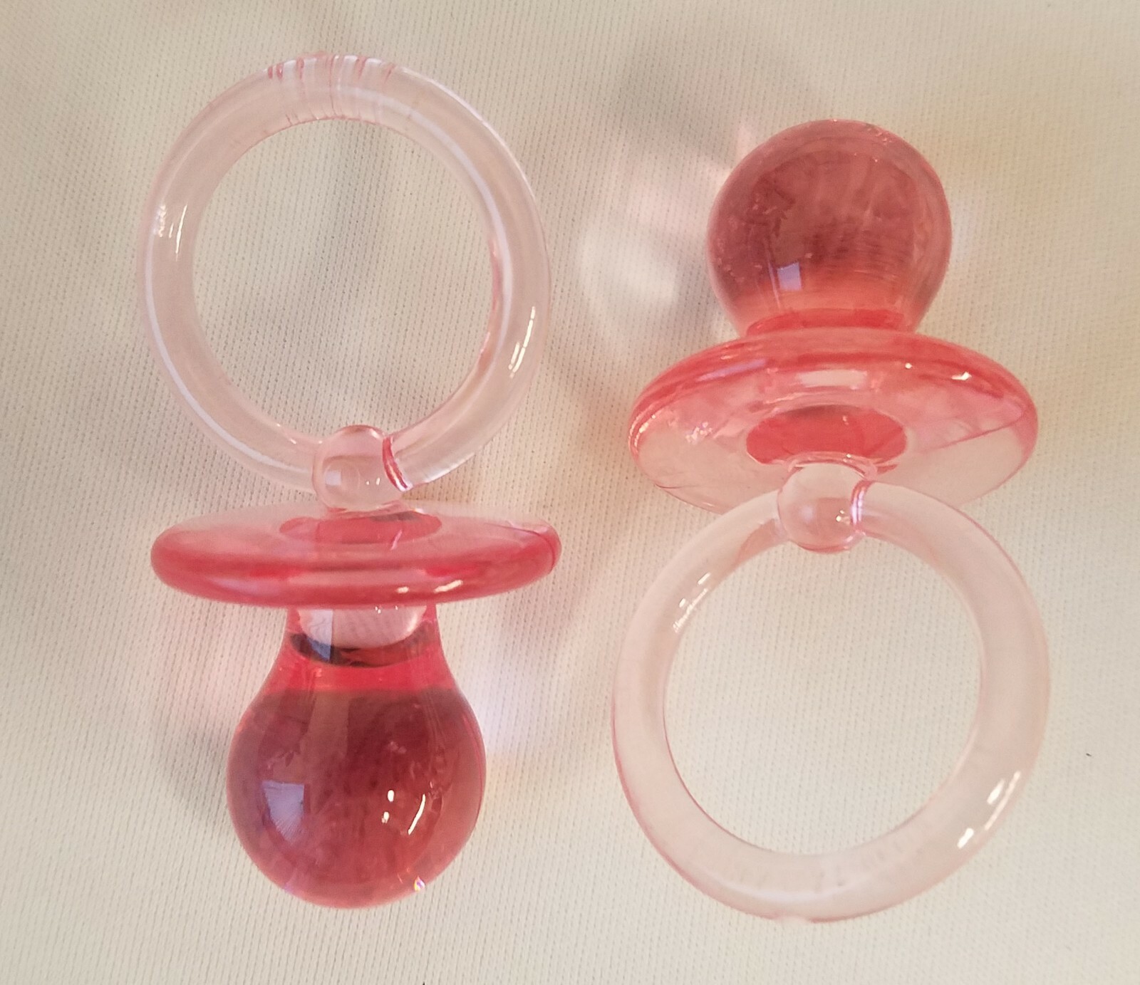 Lot of 15 Large Pink Acrylic Plastic Pacifiers Baby Shower Favors Decorations