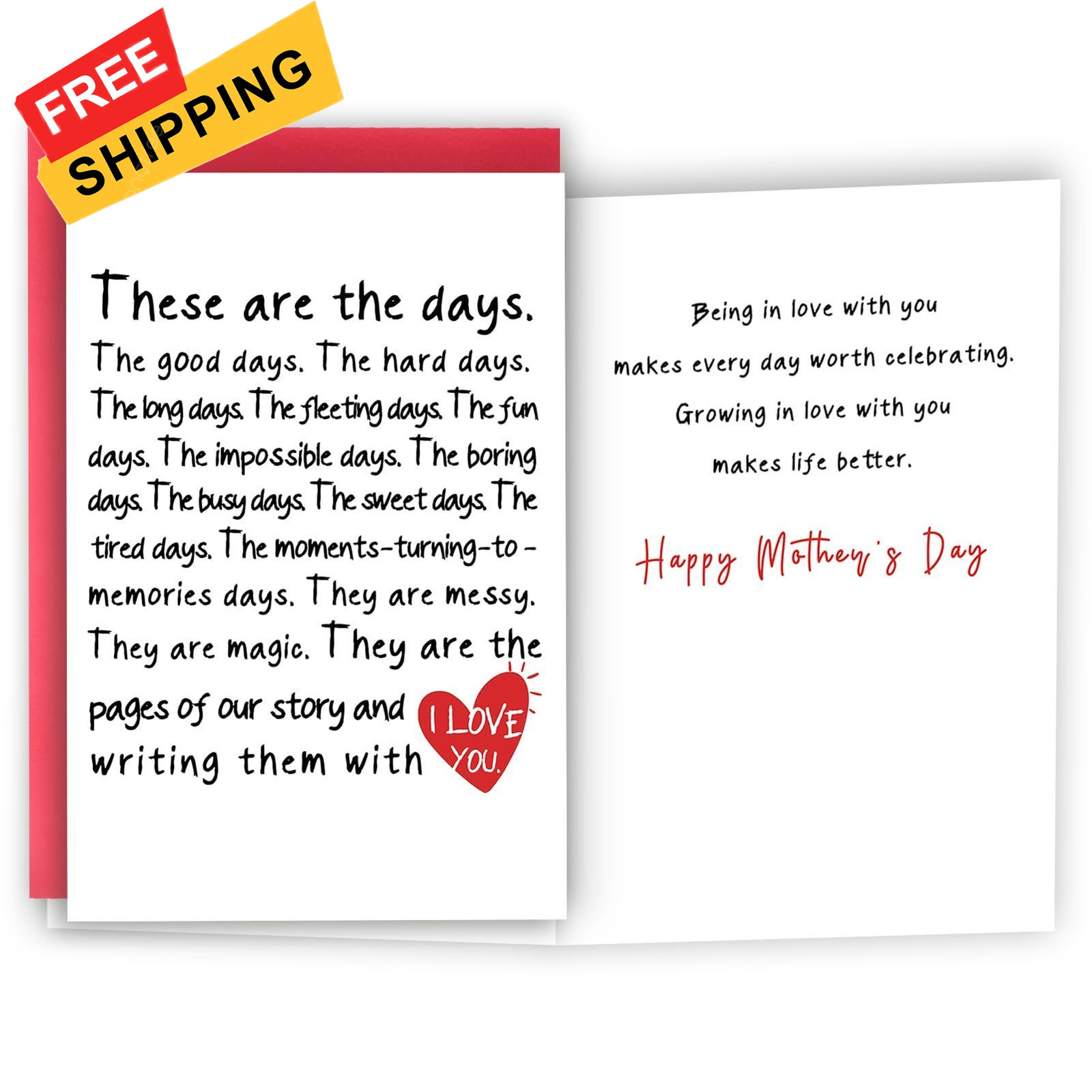 HEJOYN Mothers Day Gifts for Wife, 8×5.3 inches, Mother’s day card 09