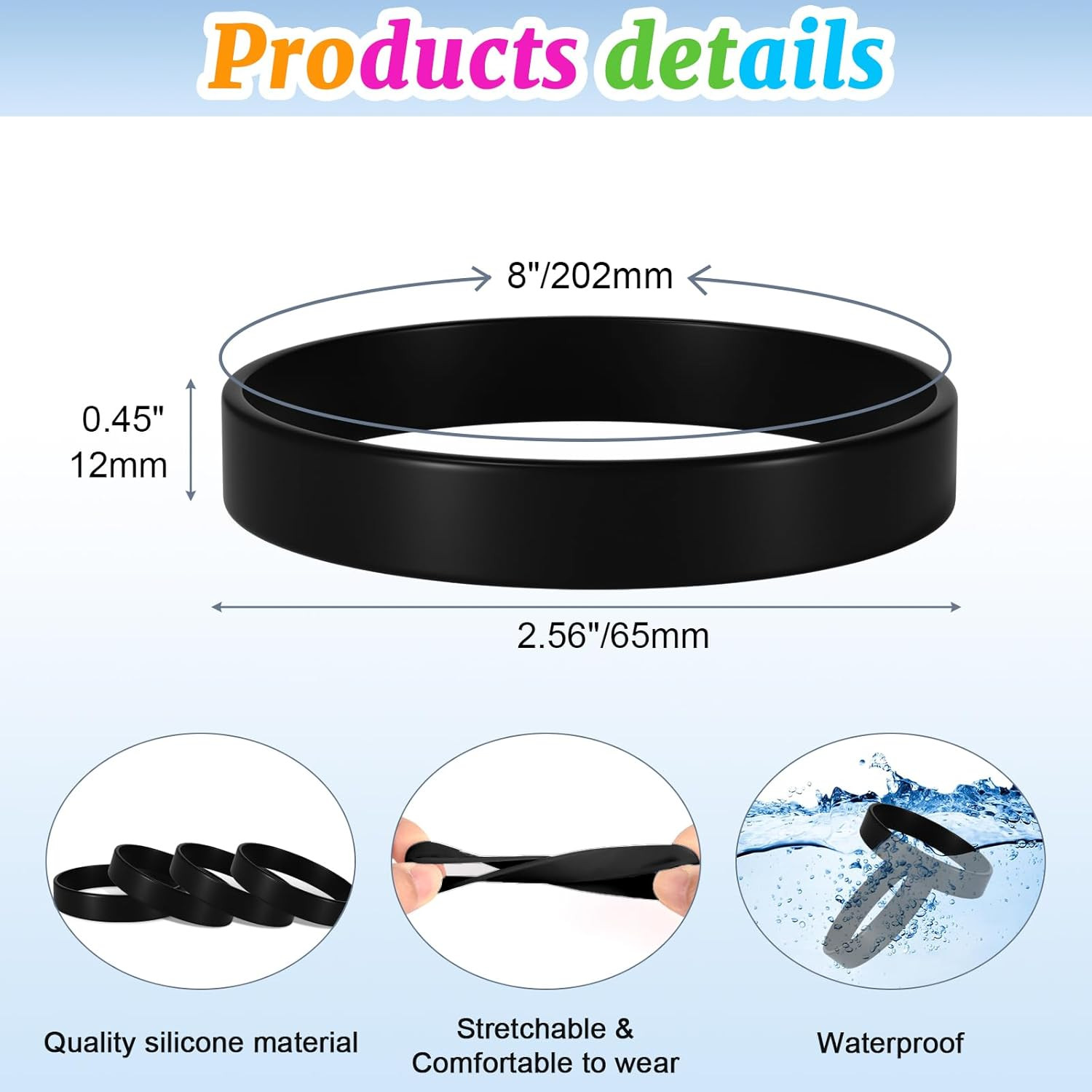 100 Pcs Plain Silicone Wristbands Bulk Blank Rubber Bracelets Unisex Party Game