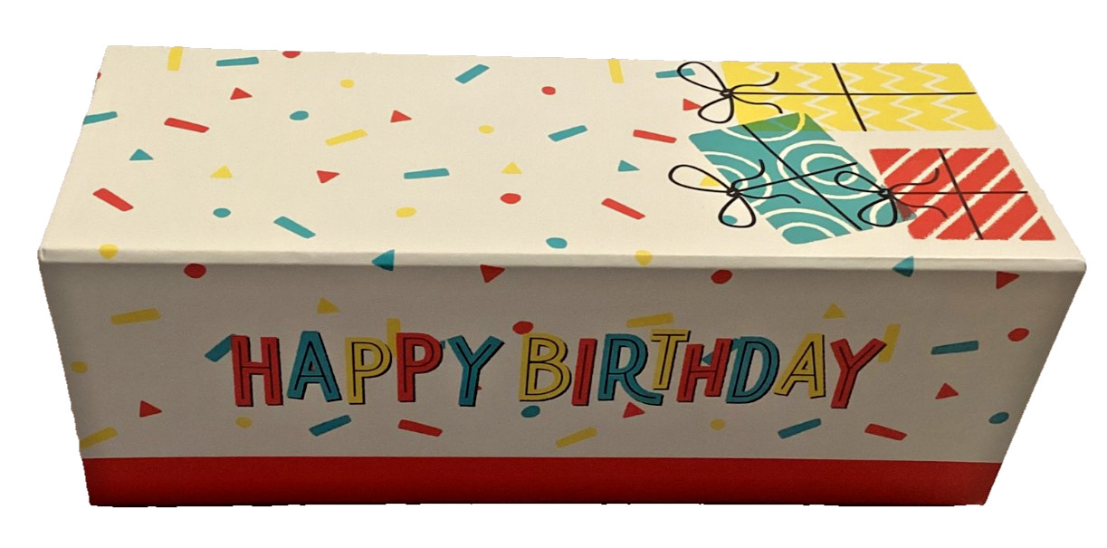 Happy Birthday Gift Present Drawer Box Cardboard Confetti 9″ x 3.5″ x 3.5″