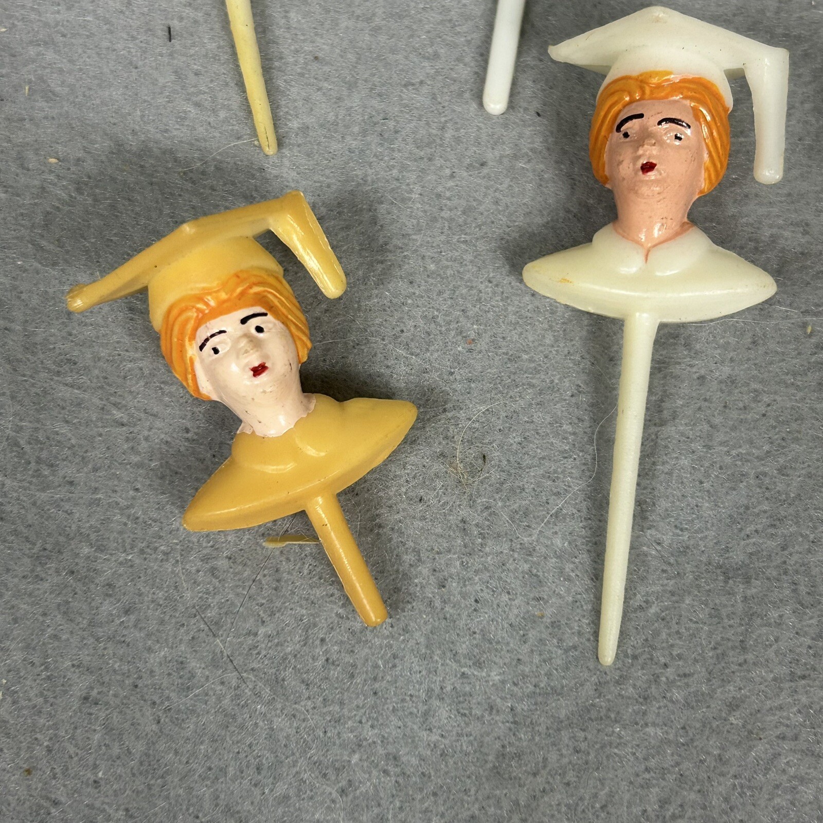 Lot of 7 Vintage Graduation Cupcake Picks Cake Toppers Boy Girl