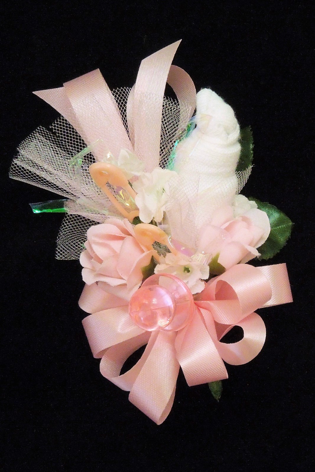Baby Shower Corsage for Mother, Grandma, Hostess Pink Handmade