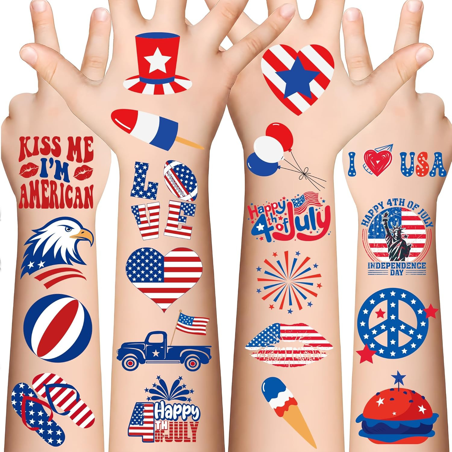 4Th of July Outfits for Women – 120 Pack Red White and Blue USA Flag Patriotic T