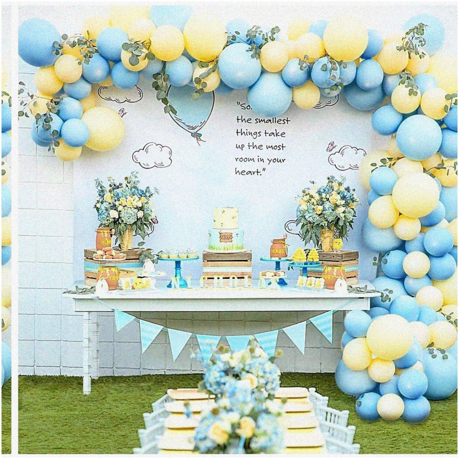 Pastel Blue and Yellow Balloon Garland Arch Kit