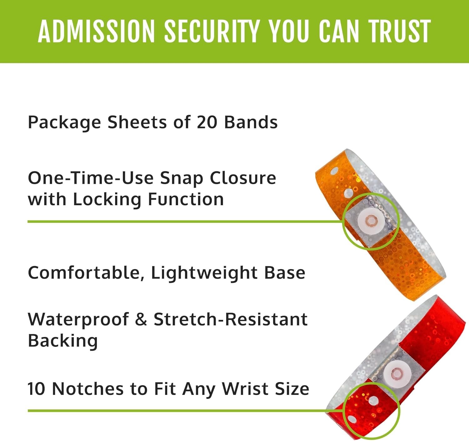 Tamper-Proof 500 Pack Holographic Wristbands – Ideal for Festivals and Events