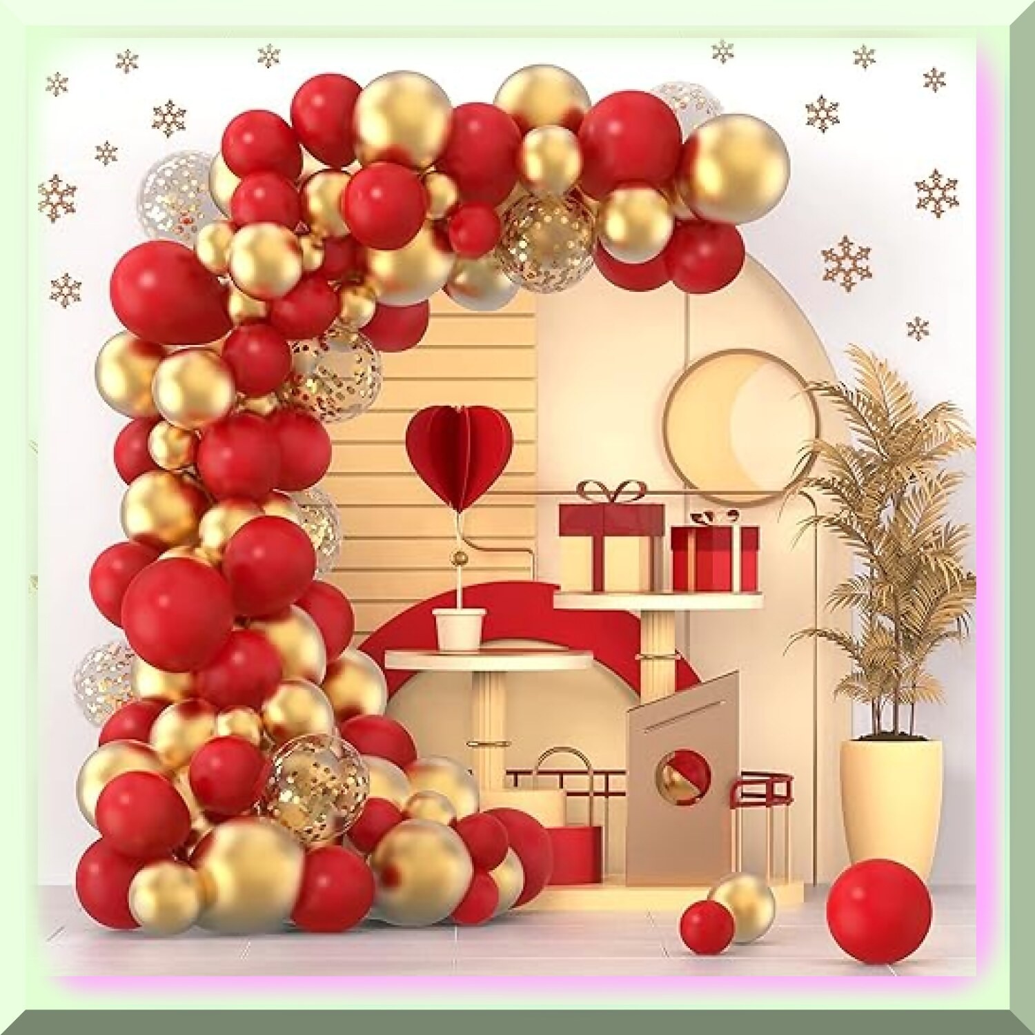 Red and Gold Confetti Balloon Arch Kit