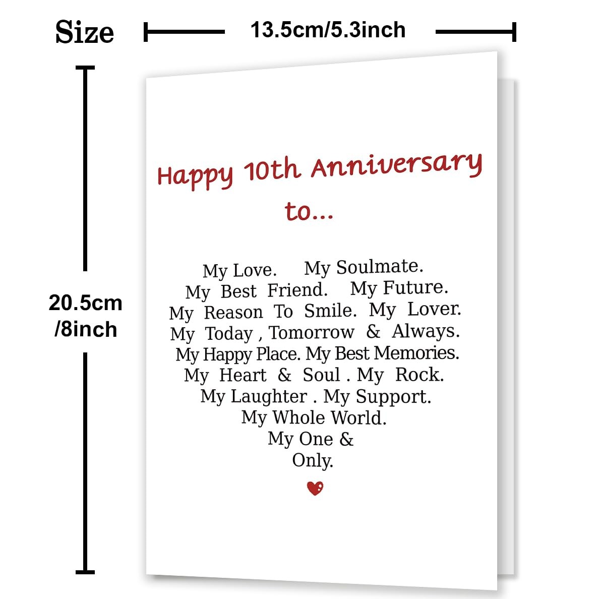 MQMRYeto Funny 10th Anniversary Card For Men Women, 8.0*5.3 inches, white-78