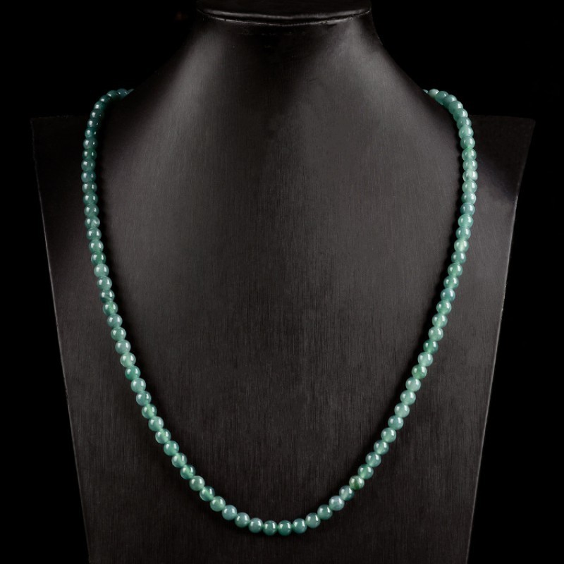 6mm Jadeite Round Bead Necklace Chain Healing Crystal Women Men Jewelry Gift 22″