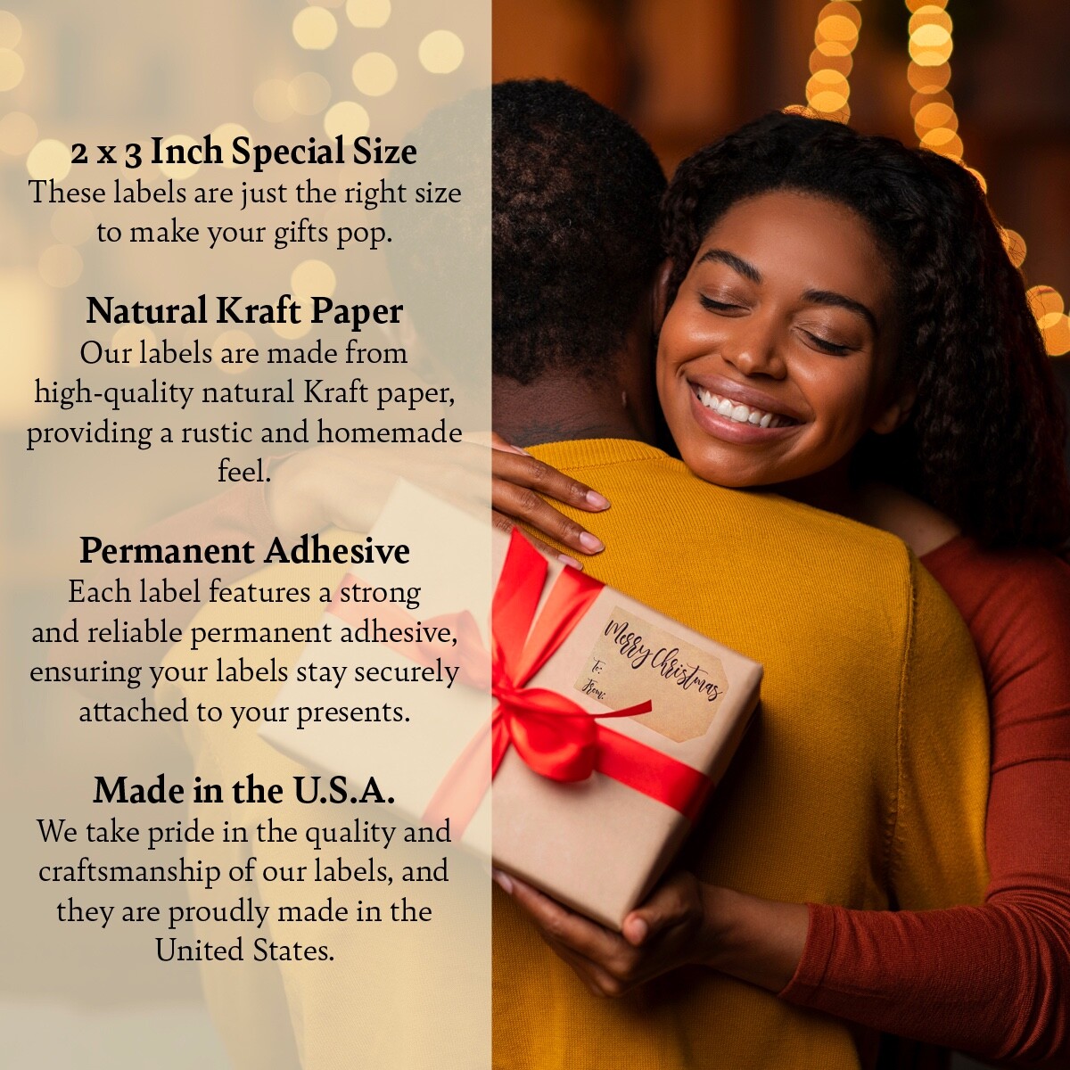 Natural Kraft Christmas Holiday – To & From Gift Tags | 2 x 3″ Inch – 100 Pack