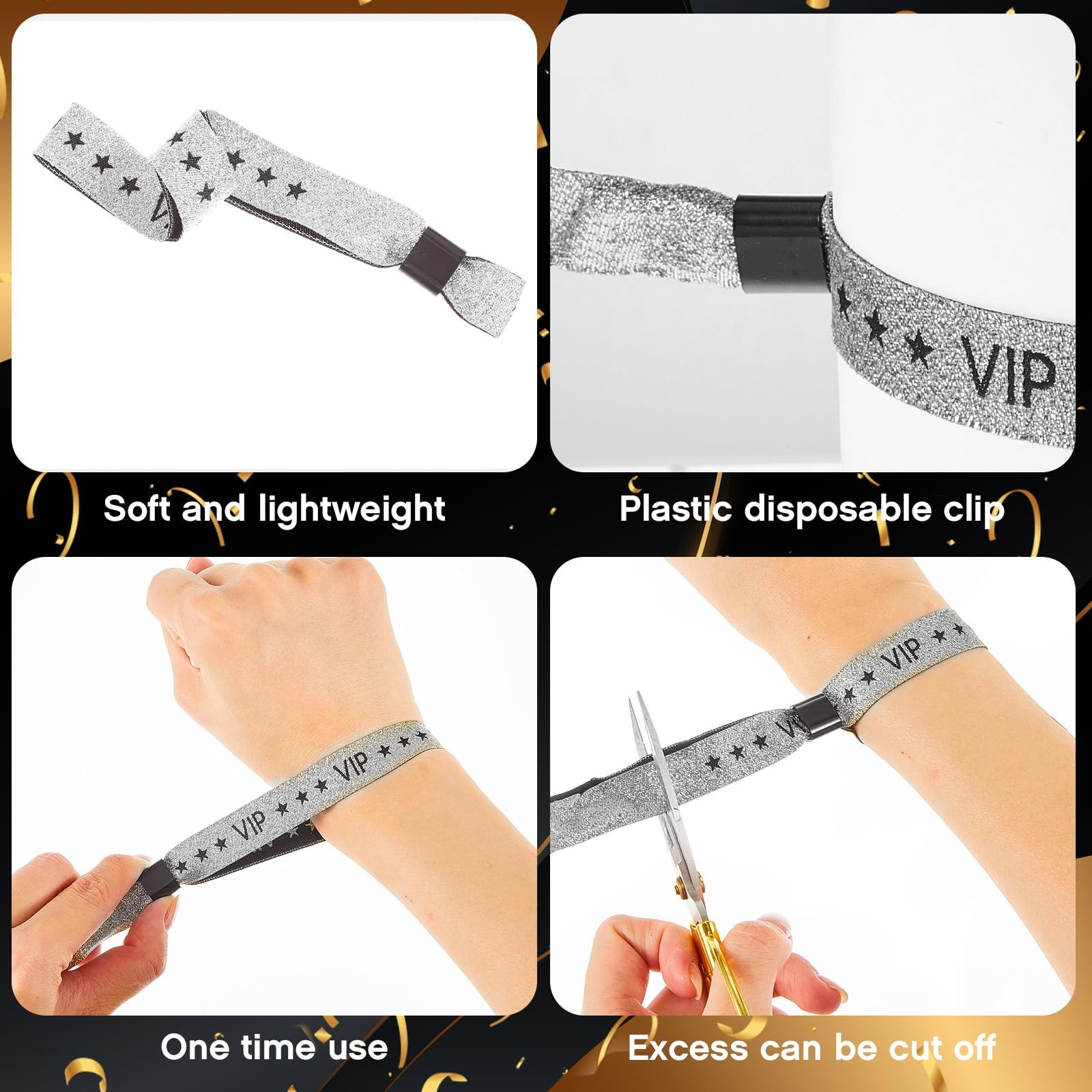 100 Pcs VIP Wristbands Cloth for Events Wedding Concert Fair Party