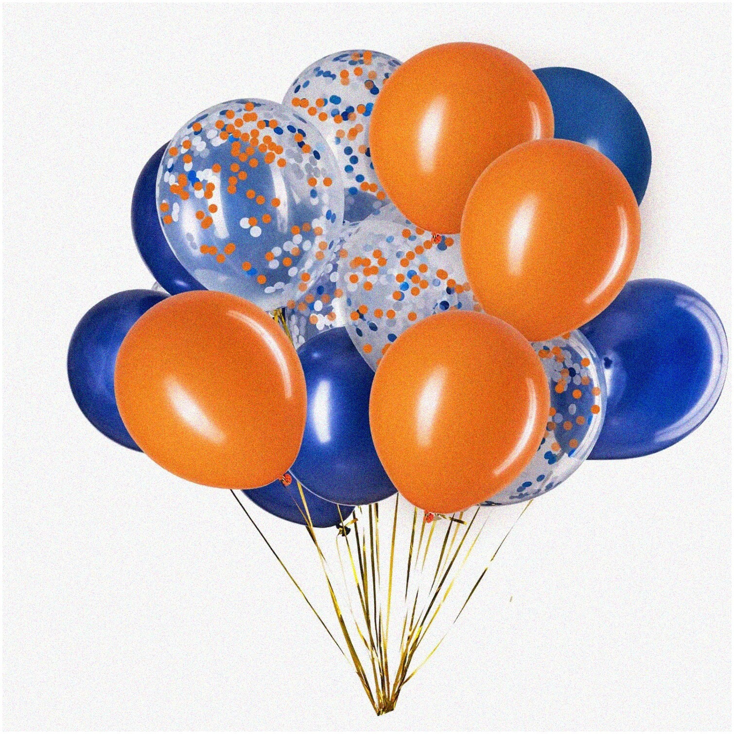 Blue Confetti and Orange Balloons Party Decorations 50 Pack