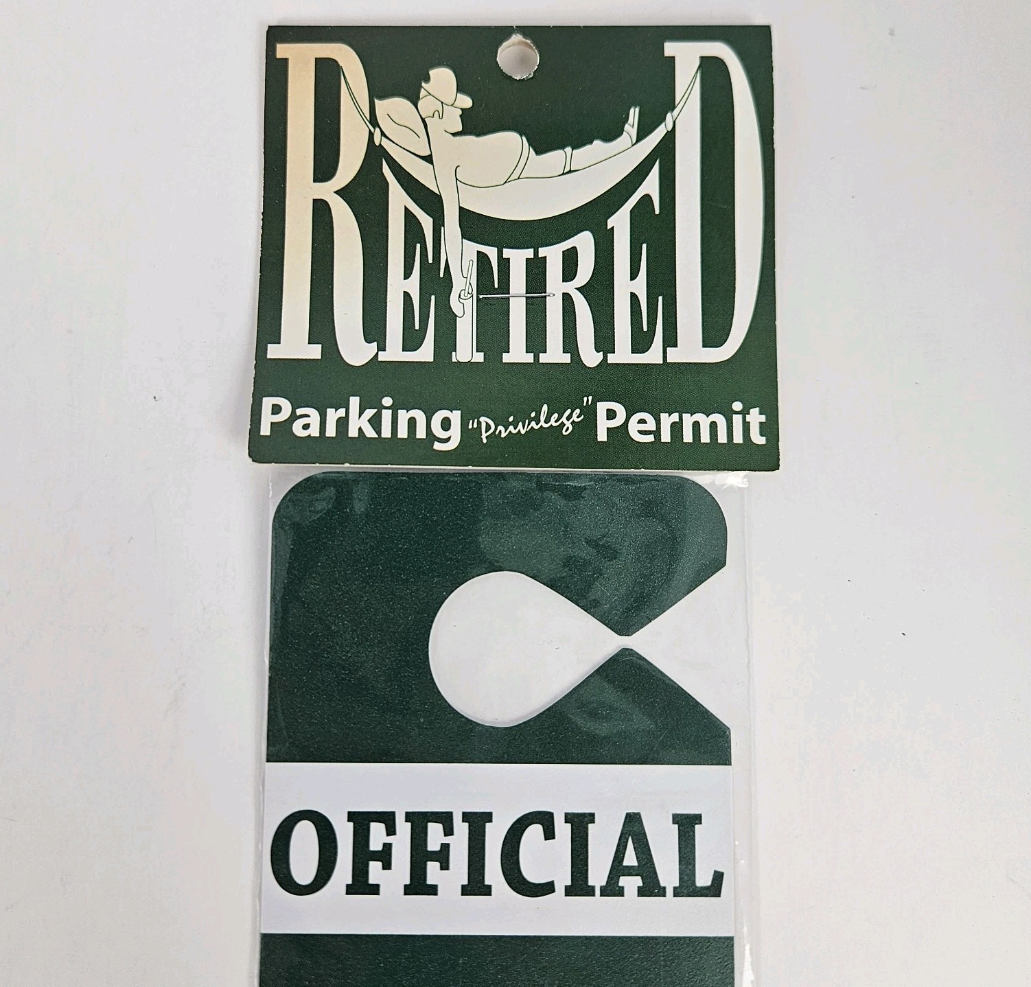 Vintage RETIRED Auto Car Parking Permit ” Retirement Over The Hill ” GaG Prank-