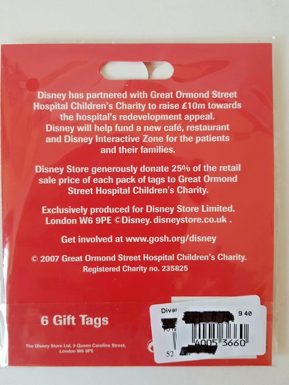 Disney Store Mickey Minnie Mouse 2 Packs of 6 each Gift Tags 2007