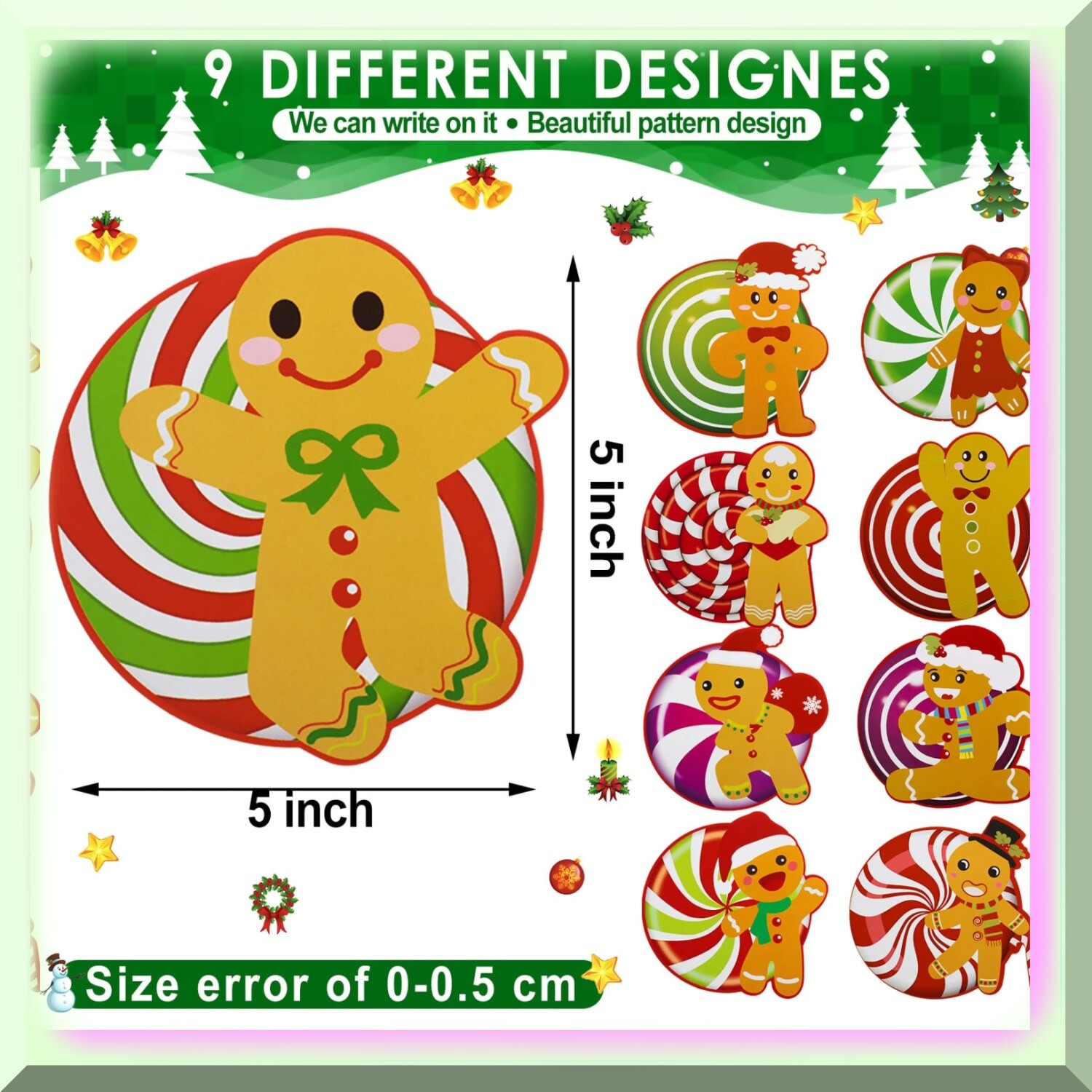 Gingerbread Man Holiday Paper Cutouts Set