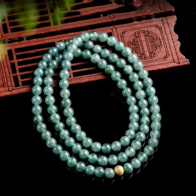 6mm Jadeite Round Bead Necklace Chain Healing Crystal Women Men Jewelry Gift 22″