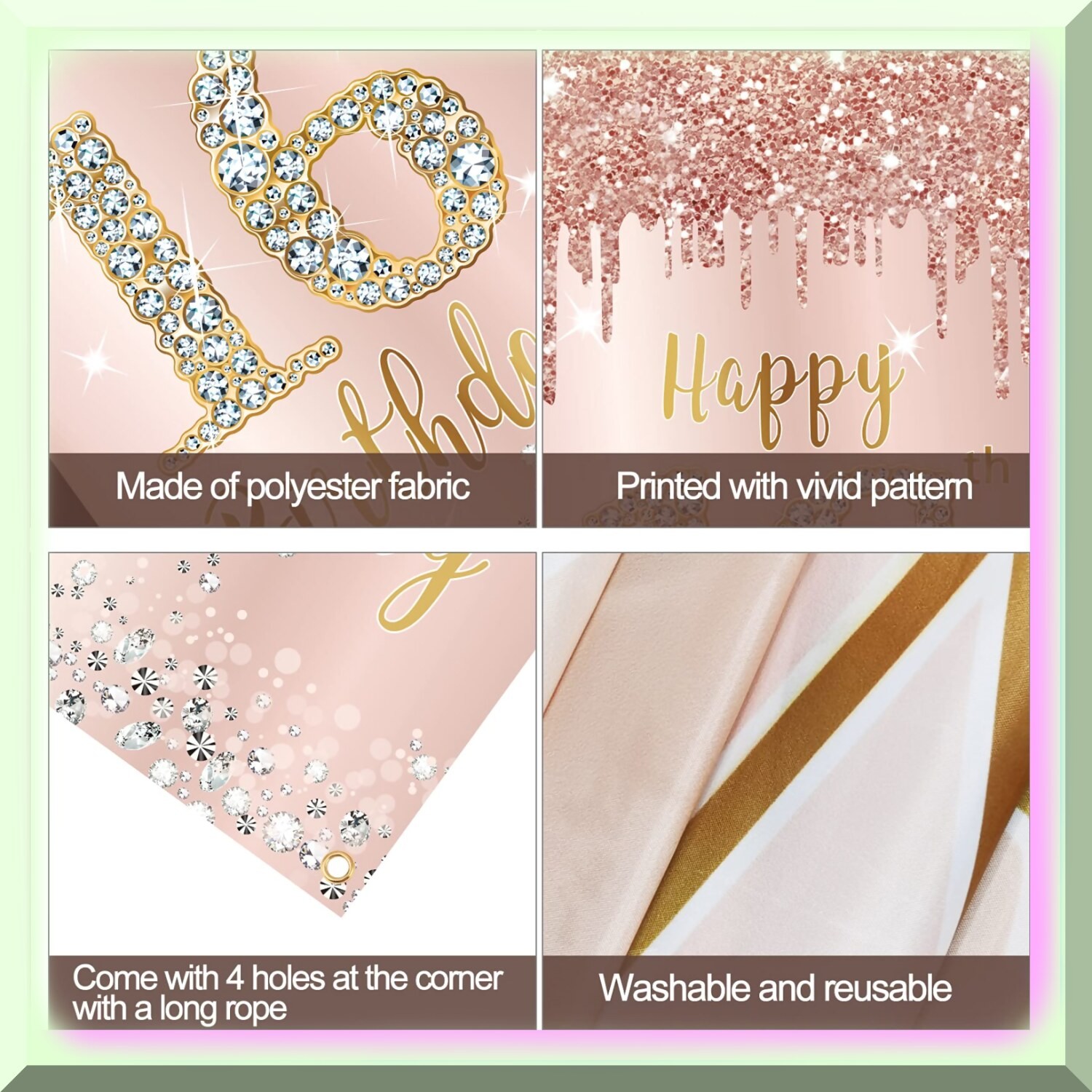 Pink Rose Gold 16th Birthday Door Decor