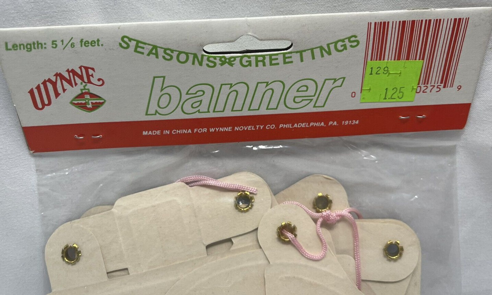 Wynne Seasons & Greetings Banner Vintage Paper Art Wall Decor 5 1/6 Feet NEW