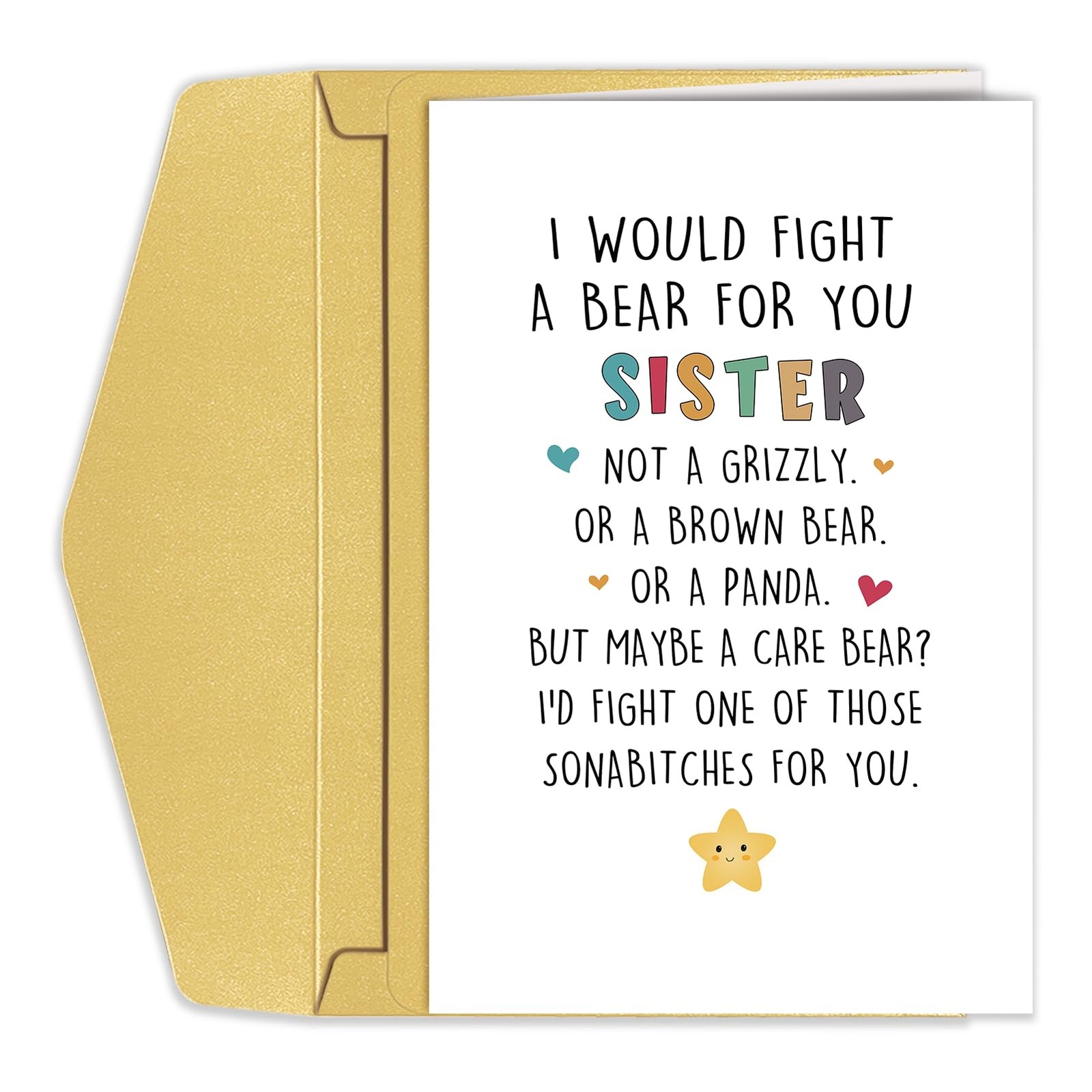 Goroar Funny Birthday Card for Sister, Humorous 5.3 inches by 8 inches, #297