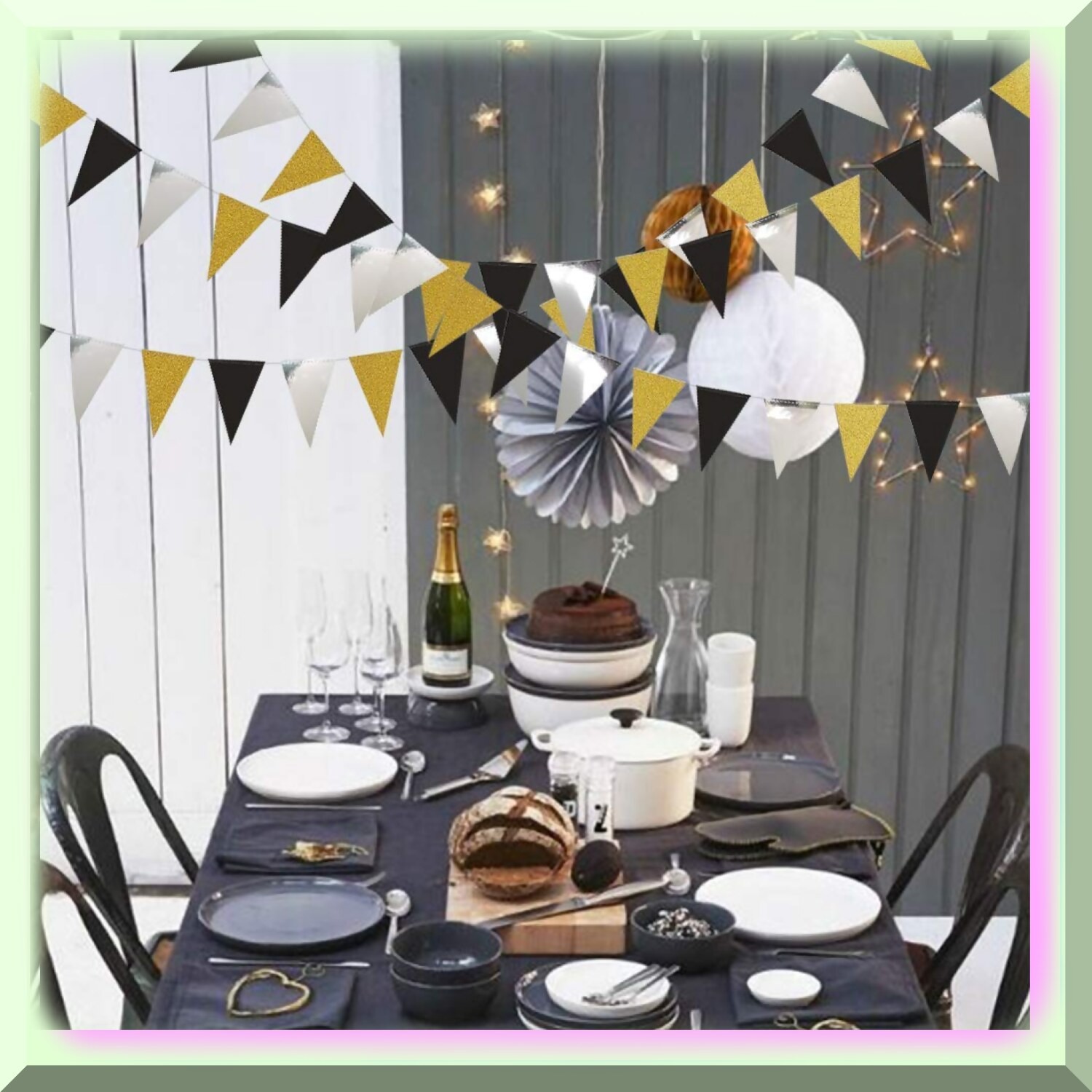 Shimmering Triangle Banner Set for Celebrations