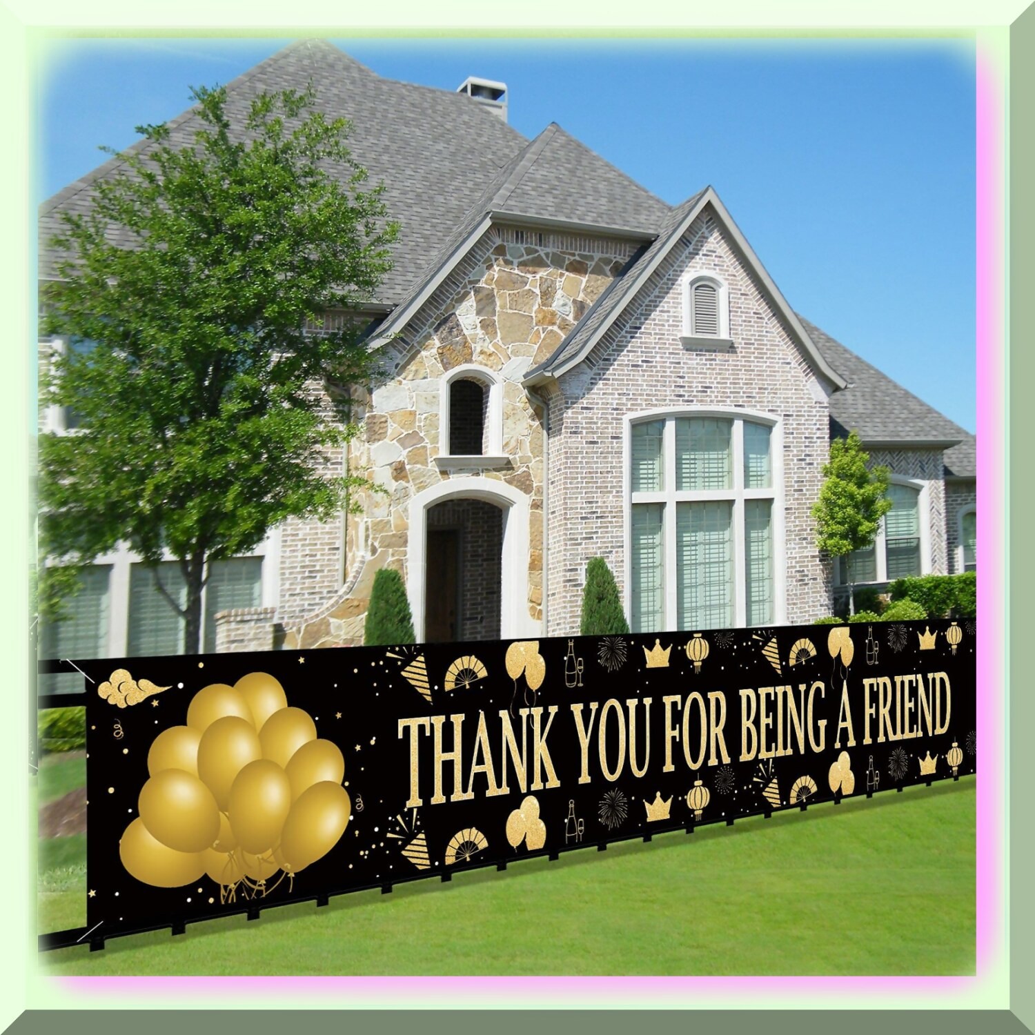 Large Thank You Friendship Banner 20×118 inches Polyester