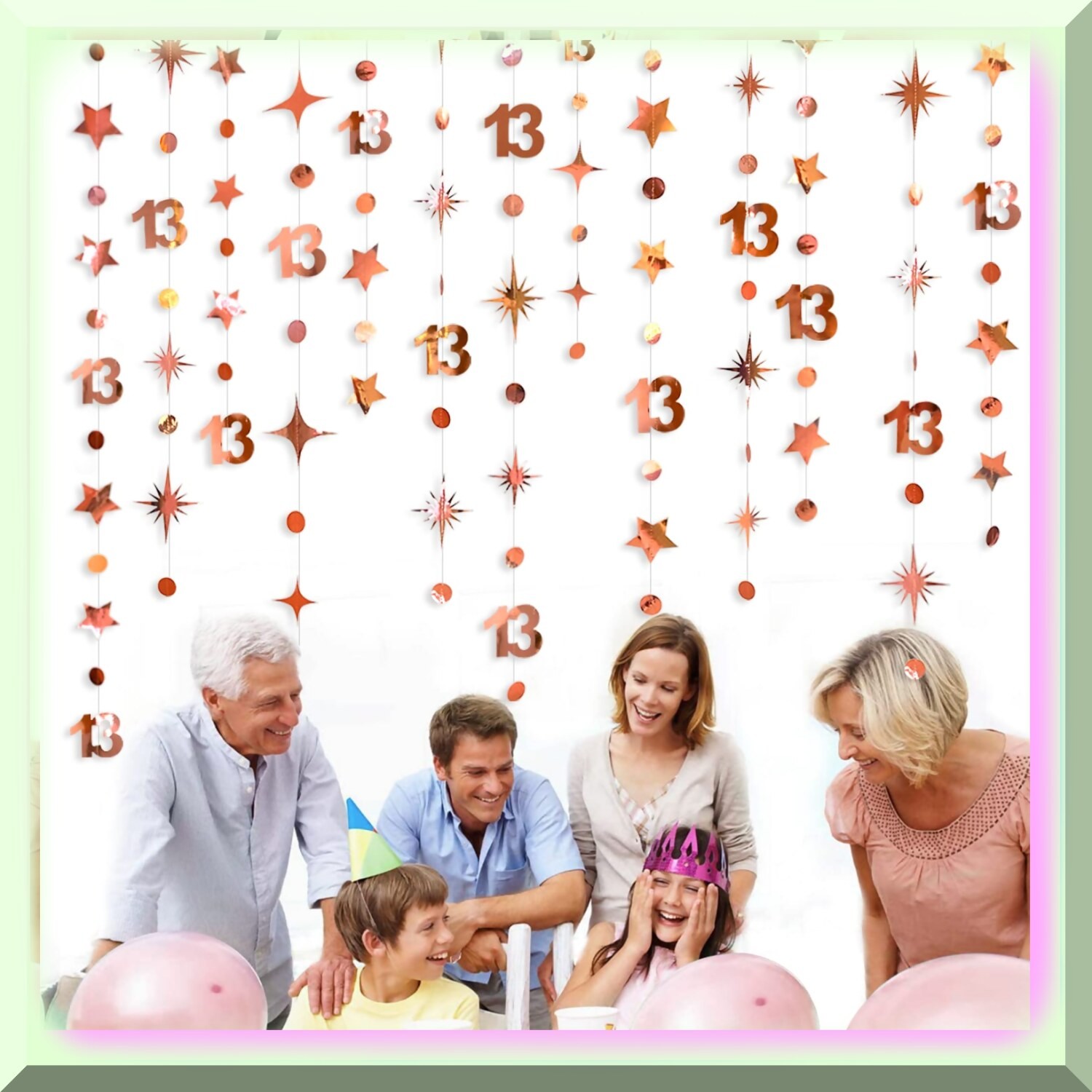 13th Birthday Party Kit with Rose Gold Decorations