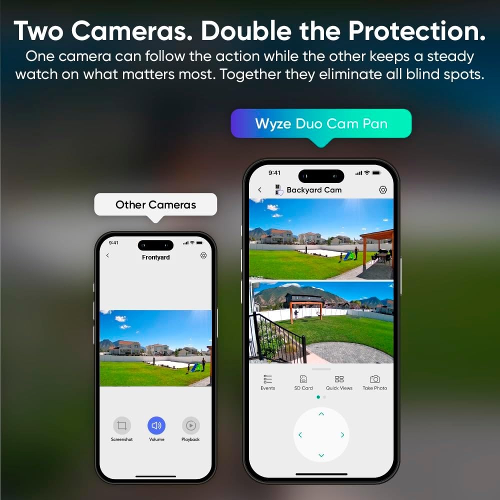 Duo Cam Pan Indoor/Outdoor IP65 2K 360° Pan/Tilt Smart Home Security Camera