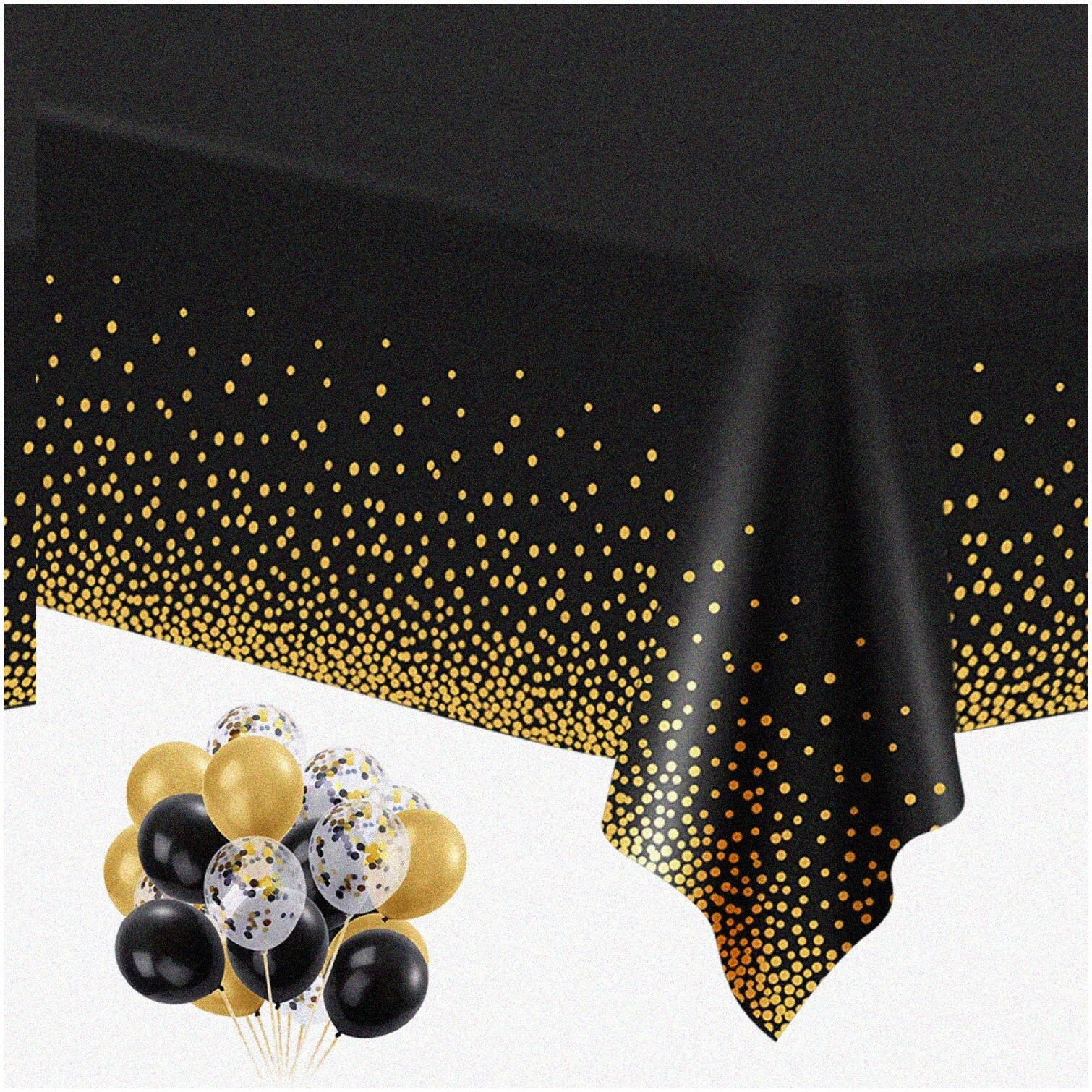 Black and Gold Party Tablecloths Pack of Six
