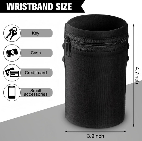 Honoson 5 Pcs Wrist Wallet for Women Men, Zipper Pouch Dark Colors