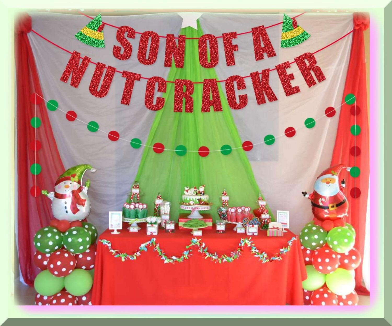 Funny Buddy Elf Nutcracker Banner Glitter Card Stock