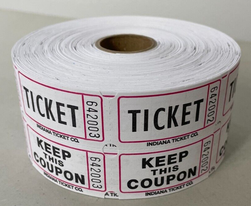 8 Roll Deal of Raffle Tickets 1000 Double Stub Tickets Each Roll