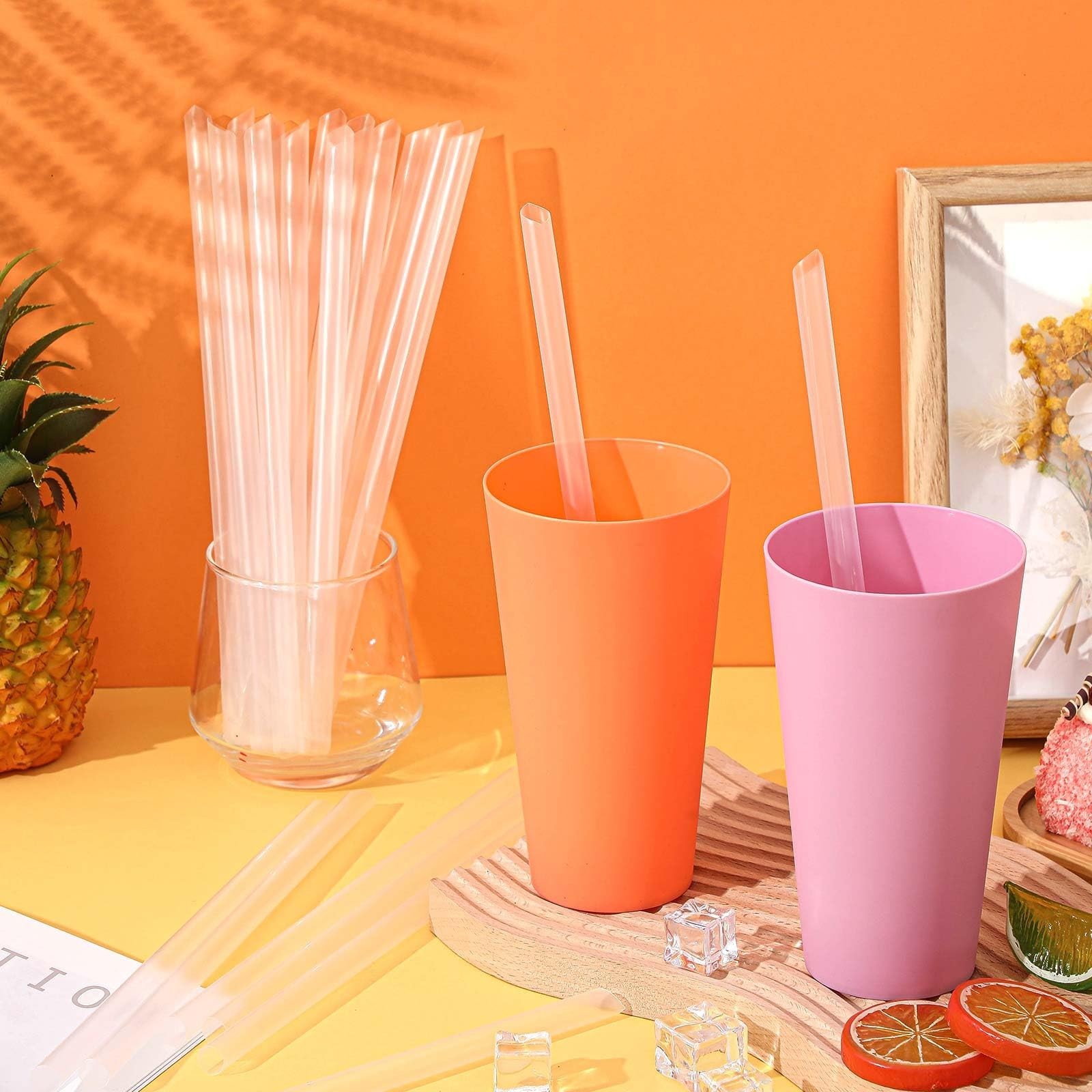 Tessco for you 600 Pcs 9.84 Inch Jumbo Smoothie Straws Bulk 10 mm Large Plast…
