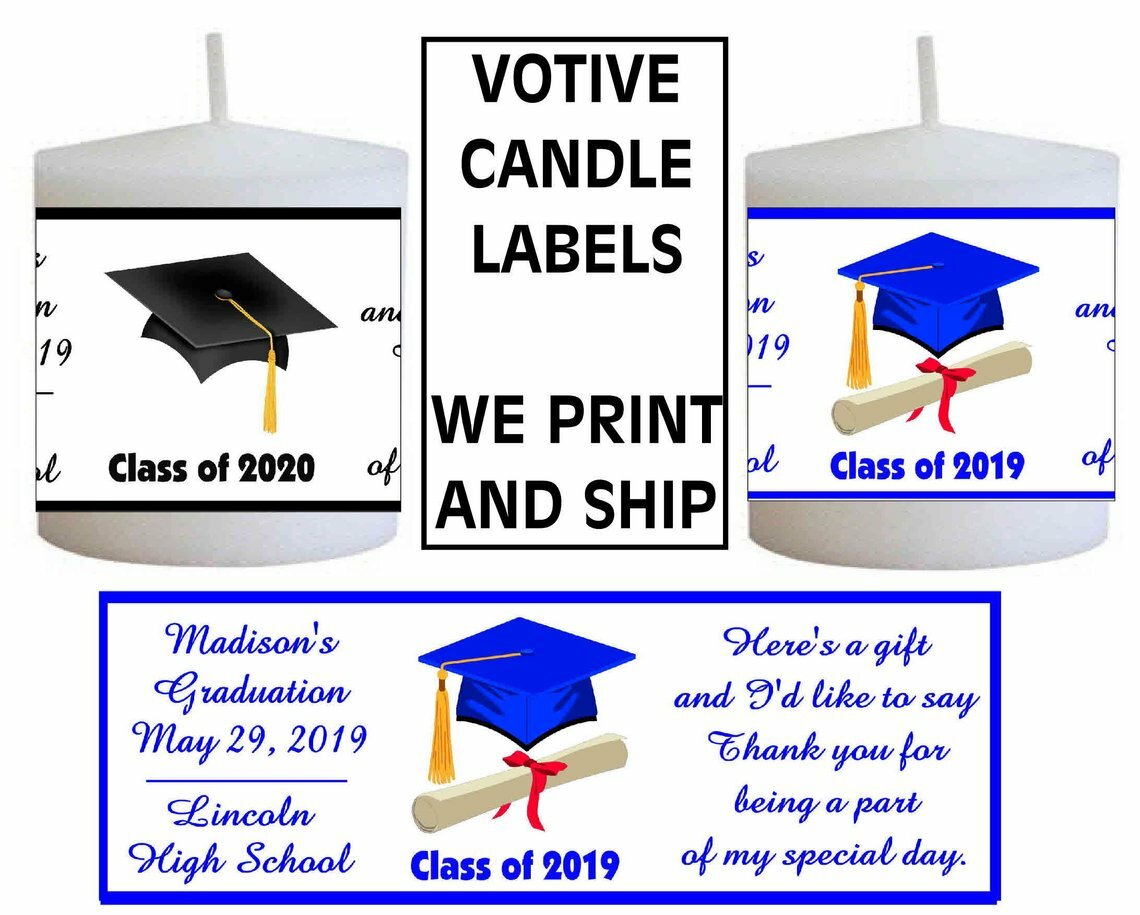 14 GRADUATION PARTY FAVORS VOTIVE CANDLE LABELS