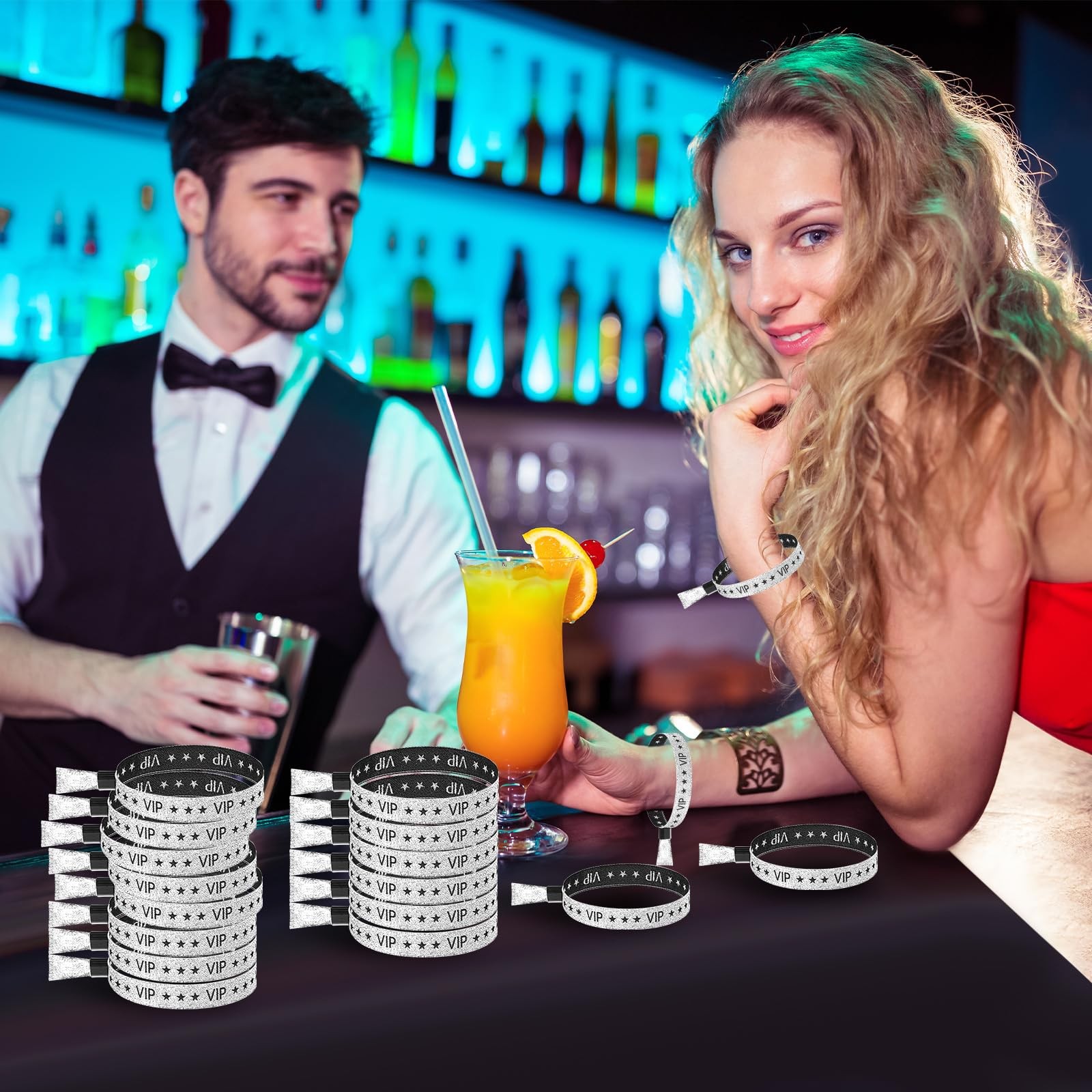 100 Pcs VIP Wristbands Cloth for Events Wedding Concert Fair Party