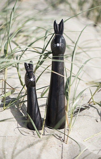 Standing Easter Bunny Black Mango Wood Decoration by Ib Laursen