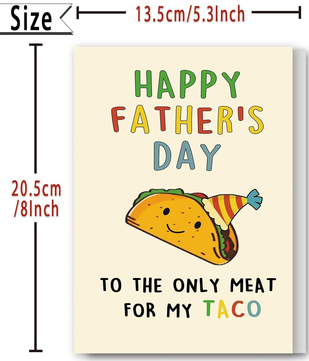 BENNLOOS Lovely Taco Father’s Day Card for Dad, 1 Count (Pack of 1), red
