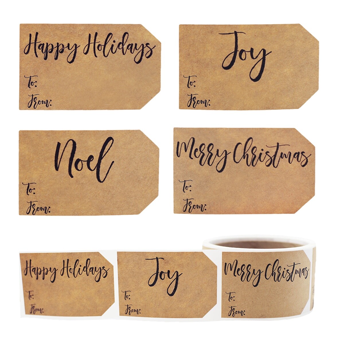 Natural Kraft Christmas Holiday – To & From Gift Tags | 2 x 3″ Inch – 100 Pack