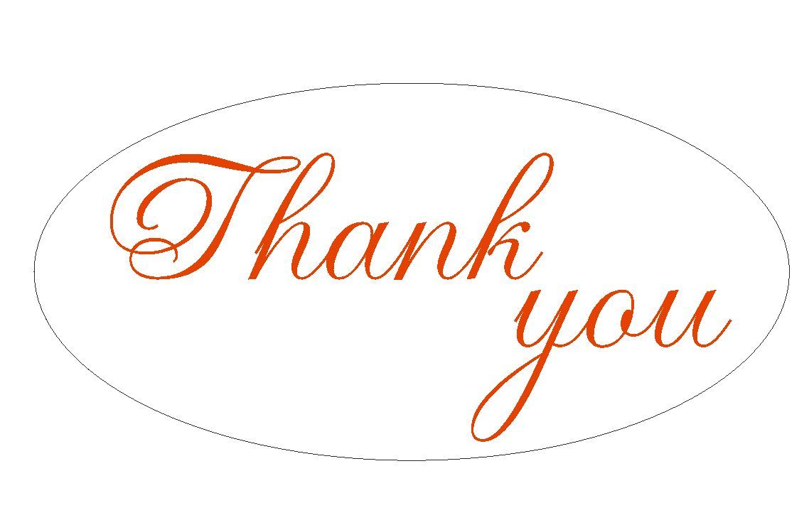 Red Thank You Oval Sticker Decal Wedding BRIDAL MADE IN USA Seal #D158R