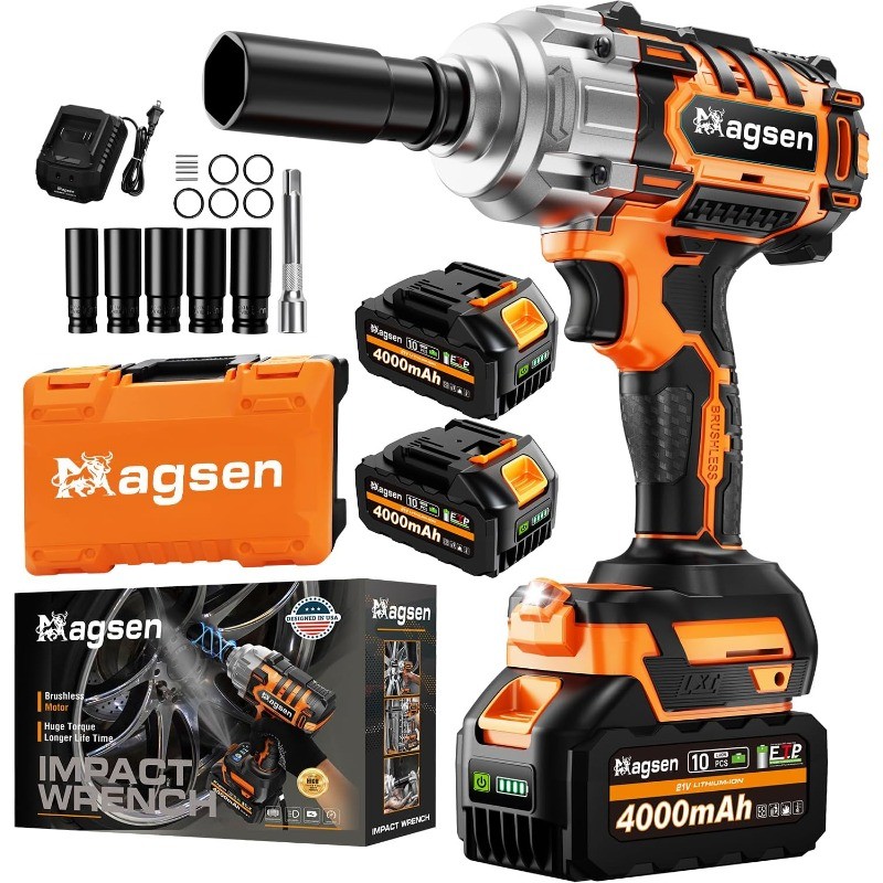 Cordless Impact Wrench, 900Ft-lbs (1200N.m) High Torque Brushless Impact Gun