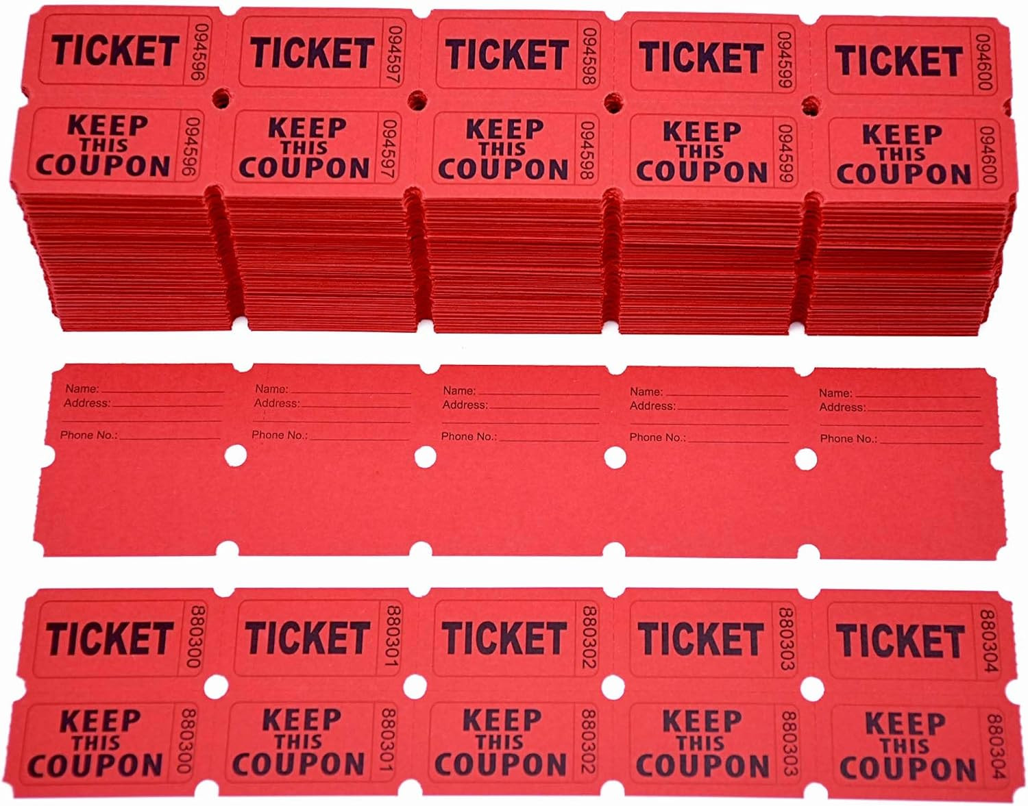 Homrelaxy 2000 Pcs 1000 Pairs Raffle Tickets, 50/50 Double Raffle Tickets, 250